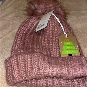 Cozy Pink Knit Pom-Pom Beanie